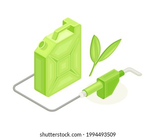 Canister with Clean Eco Fuel as Ecology and Environment Protection and Conservation Isometric Vector Illustration