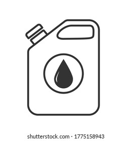 Canister with drop icon. Empty outline. Simple vector icon for thematic design, sites and applications, isolated on white background.
