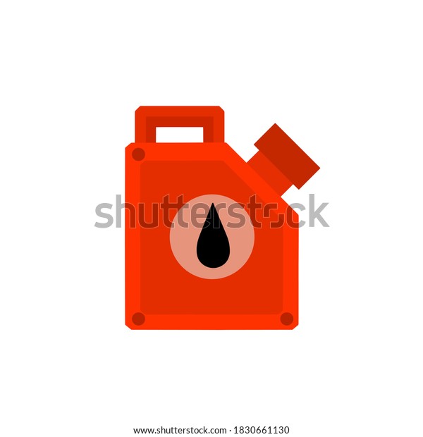 Canister with\
fuel. Container with oil. Flammable object. Flat cartoon icon\
isolated on white background. Red gas\
tank