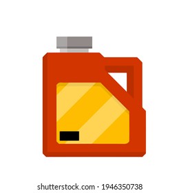 Canister with fuel. Red gas tank. Container with oil. Flammable object. Flat cartoon icon isolated on white background.