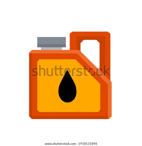 Canister with\
fuel. Red gas tank. Container with oil. Flammable object. Flat\
cartoon icon isolated on white\
background.
