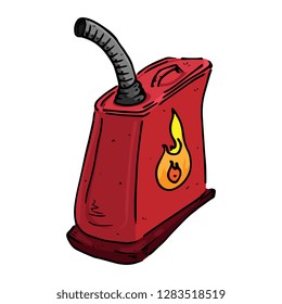 Canister hand drawn. Vector of a canister for gasoline, fuel. Icon gasoline canister.	