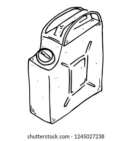 Canister hand drawn. Vector illustration of a canister for gasoline, fuel. Icon gasoline canister.