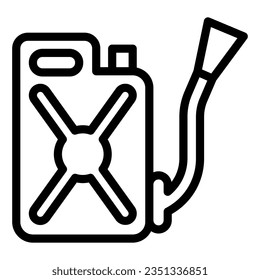 Canister with hose line icon, pest control concept, Funnel fuel sign on white background, metal canister of gasoline icon in outline style mobile concept web design. Vector graphics.