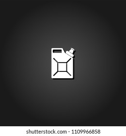Canister icon flat. Simple White pictogram on black background with shadow. Vector illustration symbol