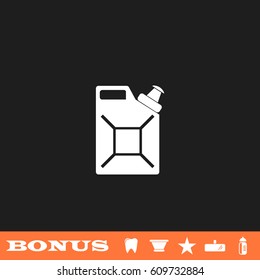 Canister icon flat. White pictogram on black background. Vector illustration symbol and bonus button tooth, vase, star, mirror, bottle