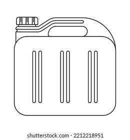 Canister icon. Fuel tank icon. Black linear canister icon. Vector illustration.