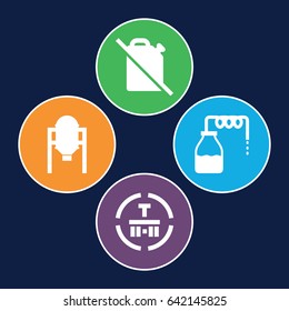 Canister icons set. set of 4 canister filled icons such as canister, tank, cargo terminal