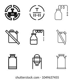 Canister icons. set of 9 editable outline canister icons such as canister, tank, no oil