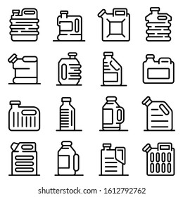 Canister icons set. Outline set of canister vector icons for web design isolated on white background