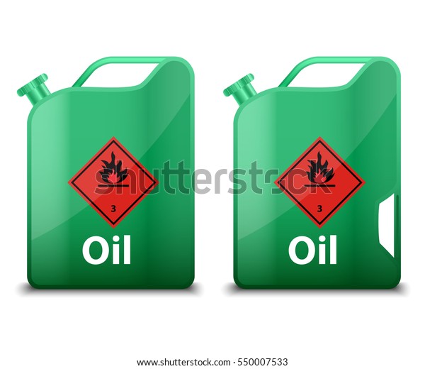 Canister with machine oil.
Fuel container jerrycan. Vector illustration isolated on white
background