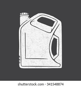 The canister of motor oil. Vector illustration on a black background.