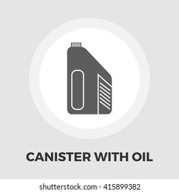 Canister with oil icon vector. Flat icon isolated on the white background. Editable EPS file. Vector illustration.