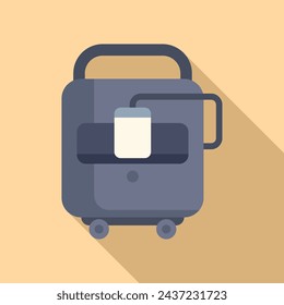 Canister oxygen concentrator icon flat vector. Mobile breathing. Health therapy