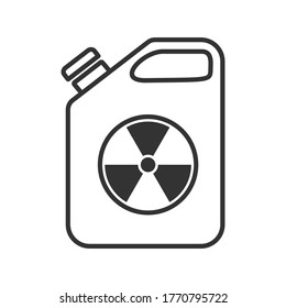 Canister with radiation. Empty outline. Simple vector icon for thematic design, sites and applications, isolated on white background.