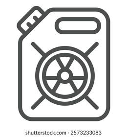 Canister with radiation seal line icon, atomic energy concept. Vector graphics. Radioactive liquid container sign on white background, outline style icon for mobile or web design