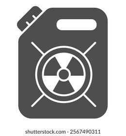 Canister with radiation seal solid icon, atomic energy concept. Vector graphics. Radioactive liquid container sign on white background, glyph style icon for mobile or web design