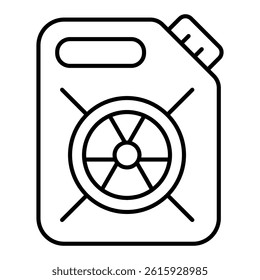 Canister with radiation seal thin line icon, atomic energy concept. Vector graphics. Radioactive container sign on white background, linear style for mobile or design