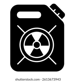 Canister with radiation sticker solid icon, atomic energy concept. Vector graphics. Radioactive container sign on white background, glyph style mobile or design
