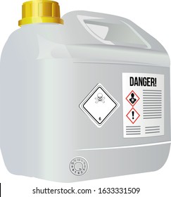 Canister For The Transport Of Dangerous Goods. Danger Sign On Canister.