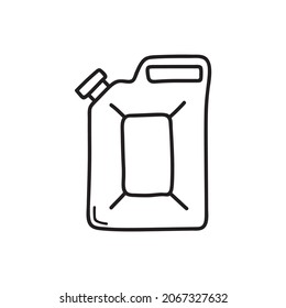 Behälter unter Benzin, Benzin und Motoröl. Vektorsymbol im Doodle-Stil.
