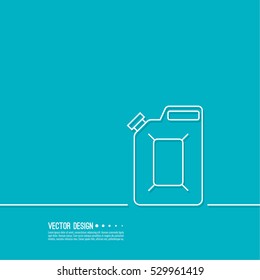 Canister under the petrol, gasoline and engine oil. Vector thin line icon. 
