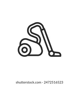 Canister vacuum cleaner, linear style icon. home cleaning, vacuuming, or housekeeping. Editable stroke width.