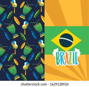 canival of rio brazilian celebration with flag vector illustration design