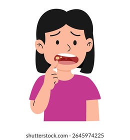 canker sore in mouth. vector illustration