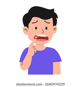 canker sore in mouth. vector illustration