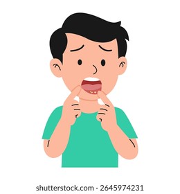 canker sore in mouth. vector illustration