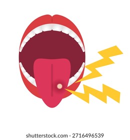 Icono de dolor de aftas. Vector.