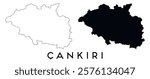 Cankiri map outline and black silhouette vector