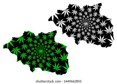 Cankiri (Provinces of the Republic of Turkey) map is designed cannabis leaf green and black, Çankiri ili map made of marijuana (marihuana,THC) foliage,