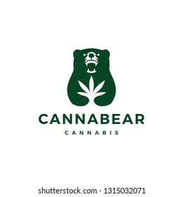 cannabear cannabis bear logo vector icon illustration