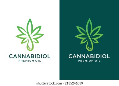 Cannabidiol logo with hemp oil concept