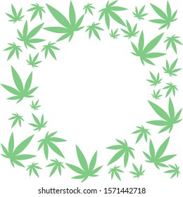 cannabidiol on the sides on a white background, in the center is a white space for inscription