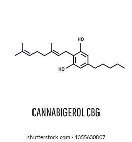 Cannabigerol CBG - structural chemical formula and molecule model.