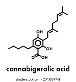 Cannabigerolic acid or CBGA cannabinoid molecule. Skeletal formula.