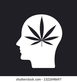 Cannabinoid treatment concept, man thinks about drugs. flat vector illustration isolated on white background