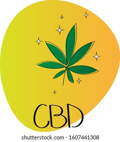 Cannabinoids Flat Icon, Marijuana Leaf and CBD letters