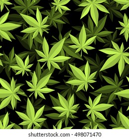 Cannabis 3D seamless pattern. marijuana texture. ganja ornament. Narcotic plants background