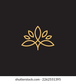 cannabis abstract minimalist gold line logo of a cannabis leaf for your brand.