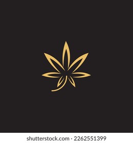 cannabis abstract minimalist gold line logo of a cannabis leaf for your brand.