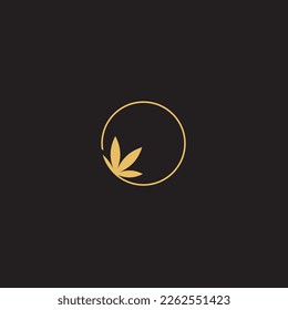 logo abstracto de línea de oro minimalista de cannabis de una hoja de cannabis para tu marca.