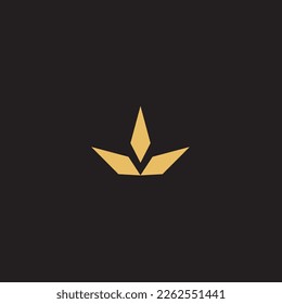 cannabis abstract minimalist gold line logo of a cannabis leaf for your brand.