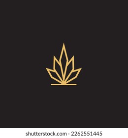 cannabis abstract minimalist gold line logo of a cannabis leaf for your brand.