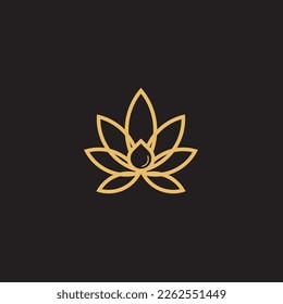 cannabis abstract minimalist gold line logo of a cannabis leaf for your brand.