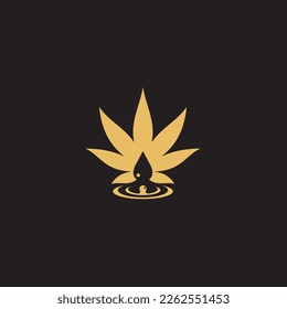 cannabis abstract minimalist gold line logo of a cannabis leaf for your brand.