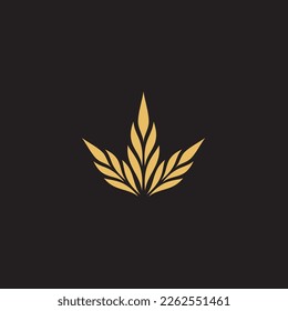 cannabis abstract minimalist gold line logo of a cannabis leaf for your brand.